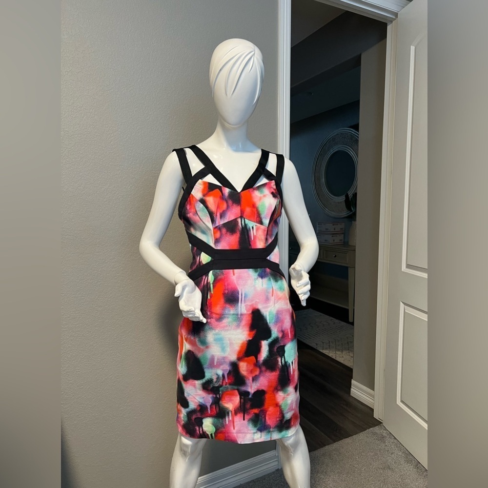 French Connection Miami Key West Graffiti Bodycon Dress. Size